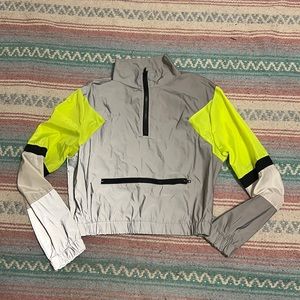 Revamped reflective half zip cropped windbreaker